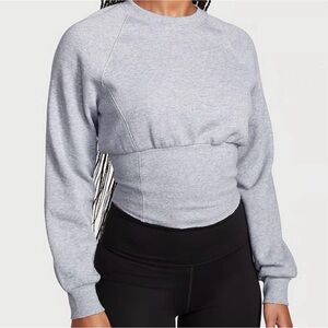 Victoria’s Secret Cotton Fleece Corset Crewneck Heather Grey Size Small